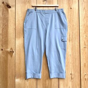 Susan Graver EUC Gray Knit Cropped Cargo Pants Sz 1X